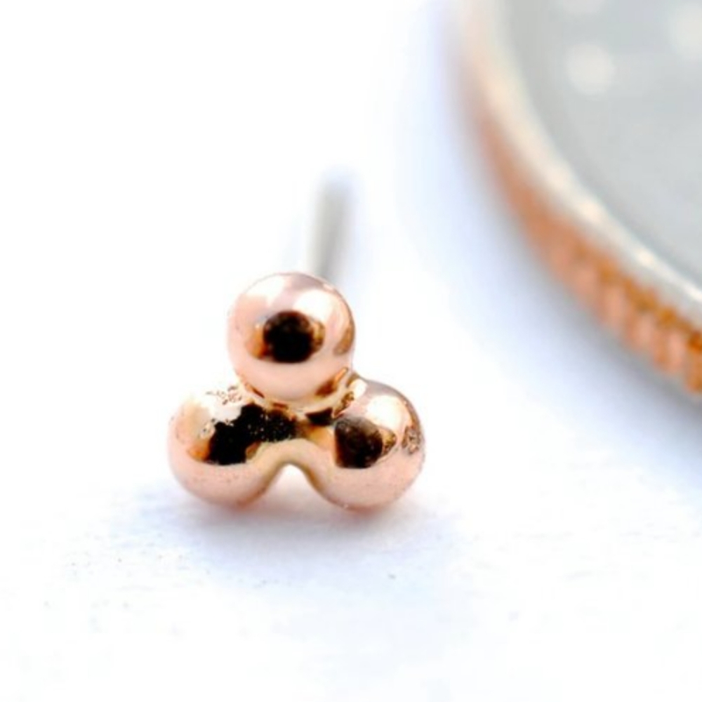 BVLA Solid Rose Gold Threadless End Tri Bead